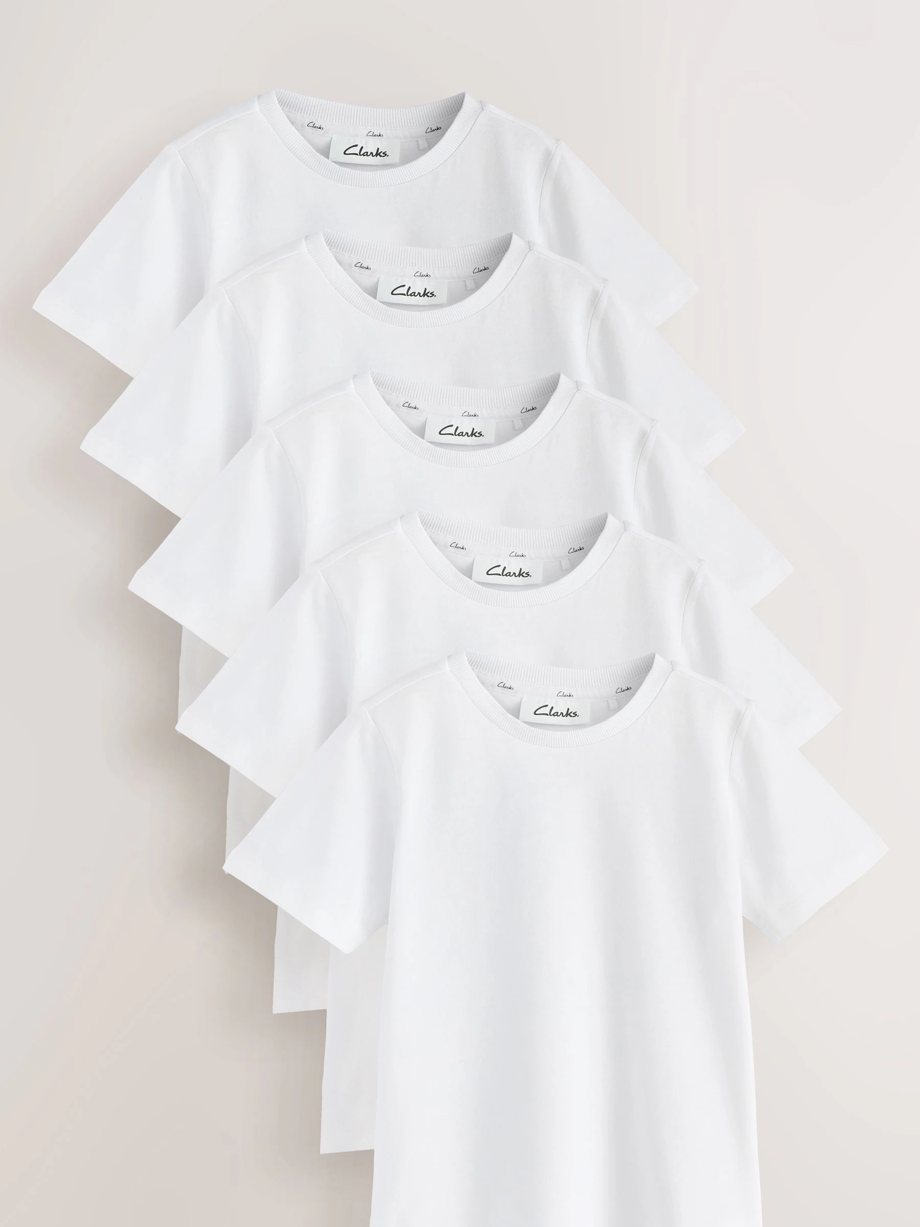 Wit - Clarks Uniseks Sport T-shirts 5 Set