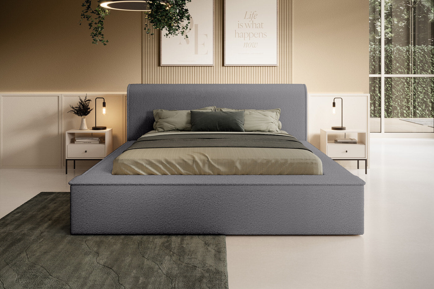 Trae Mobler Fatima 180 x 200 cm Gestoffeerd Bed Tingrijs