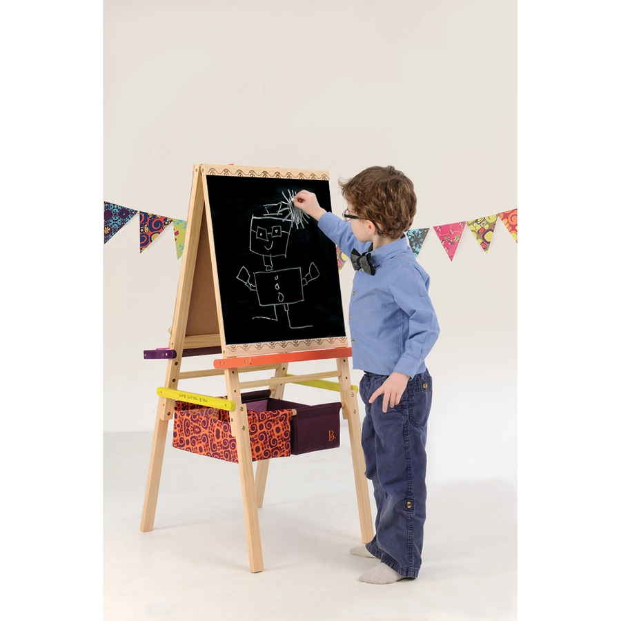 B.TOYS B. Holz-Staffelei - Mal Standtafel für Kinder Mehrfarbig