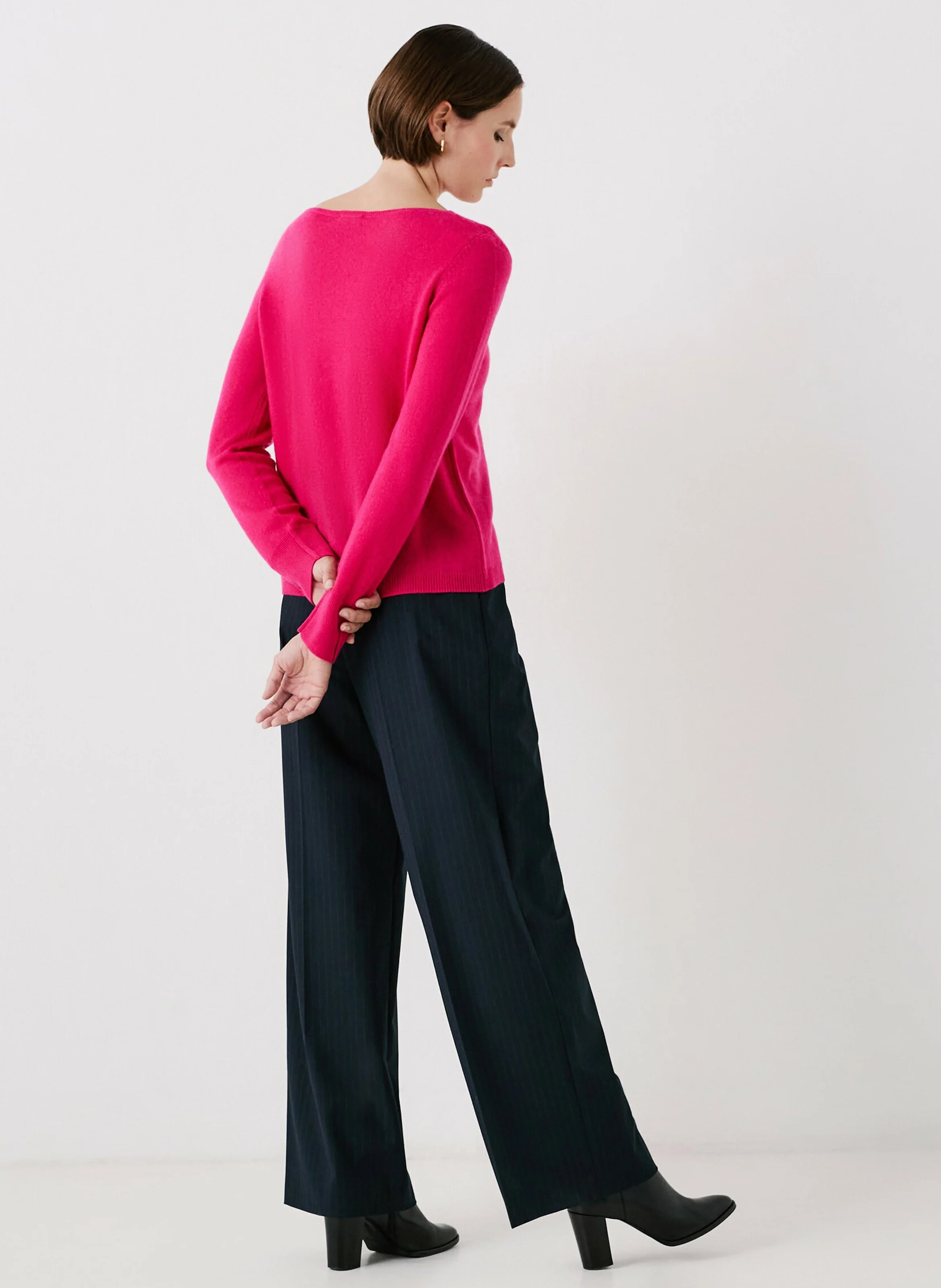MZOAN - Pull droit col bateau en cachemire | Rose