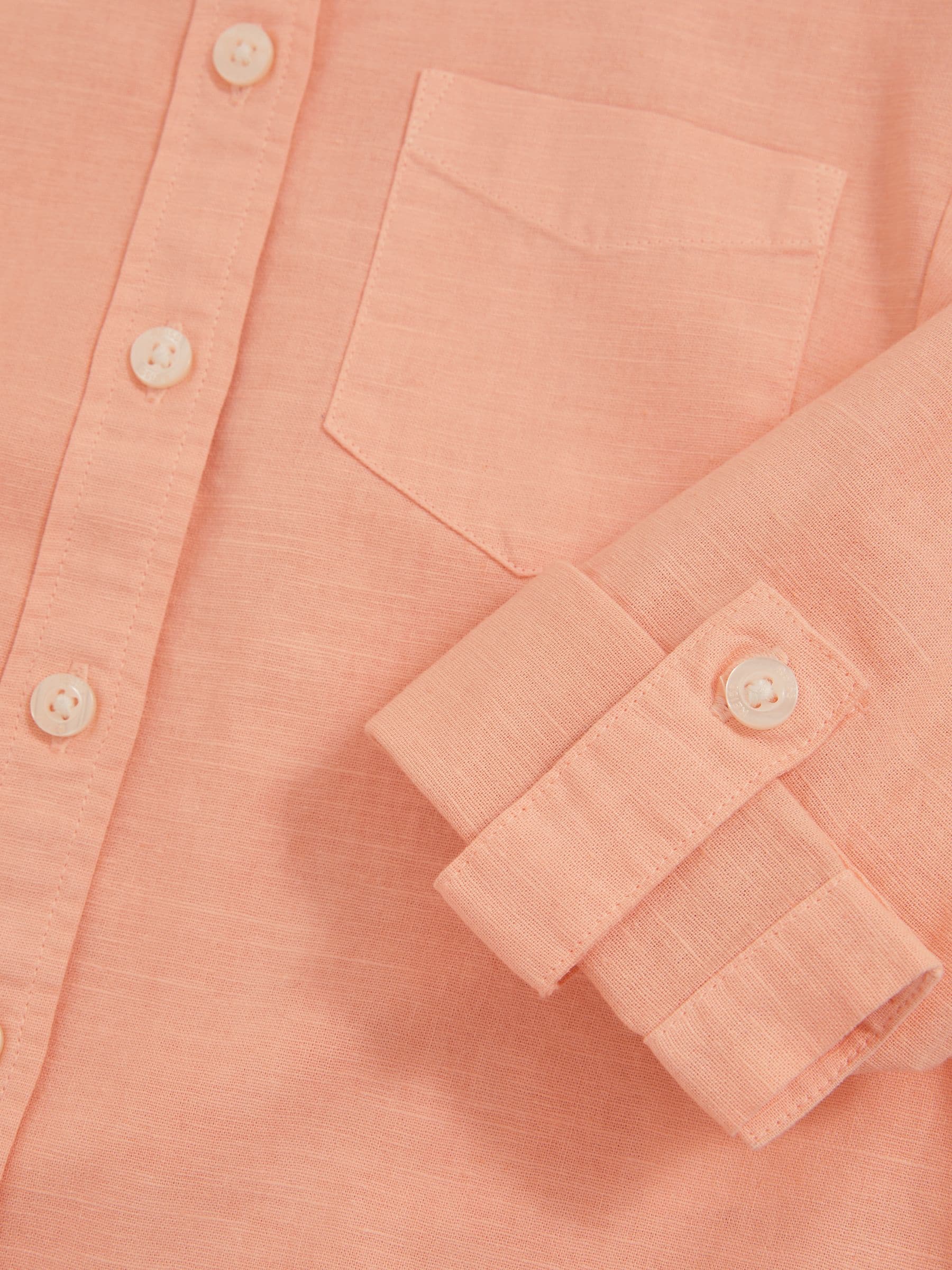 Peach - Reiss Leora Linen Roll-Cuff Shirt