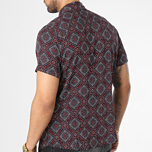 Chemise Manches Courtes Gris Anthracite Rouge
