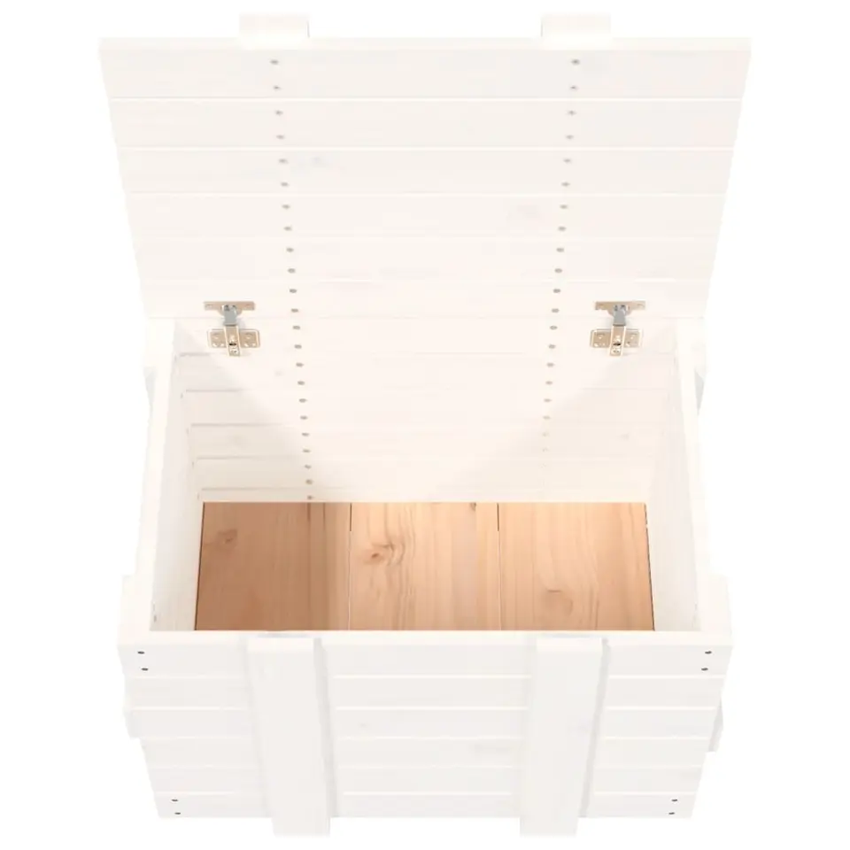 vidaXL - Opbergbox - Wit - Grenenhout - 58 x 40.5 x 42 cm
