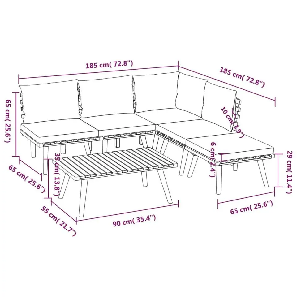 vidaXL - Loungeset - Bruin - Acaciahout