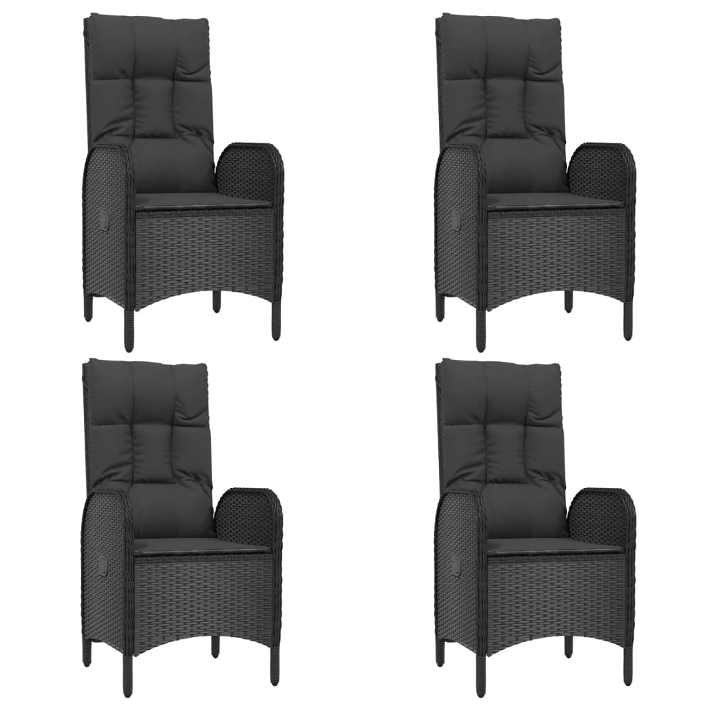 Mobilier à dîner de jardin et coussins 5 pièces noir résine tressée