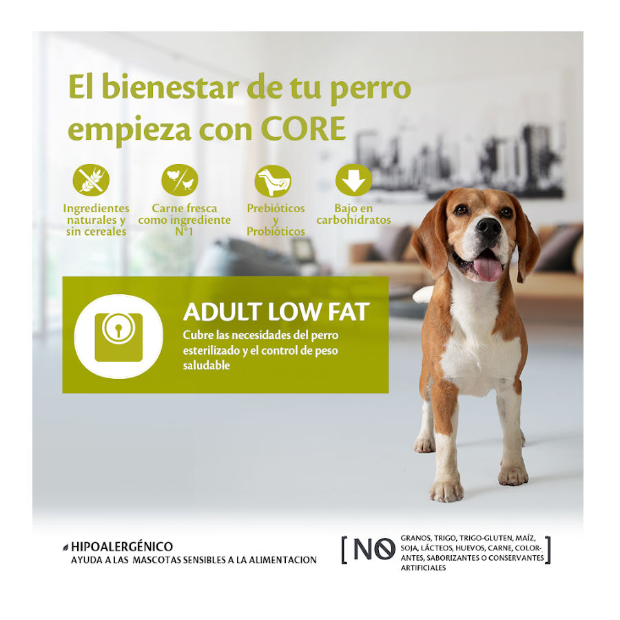 Ração para cães Wellness Core Adult de porte médio/grande, sabor peru, com baixo teor de gordura, 1,8 kg.
