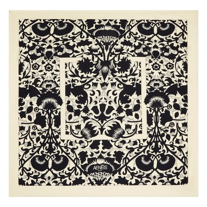 Aeneis Foulard en Soie Mur Floral Grand  | Noir
