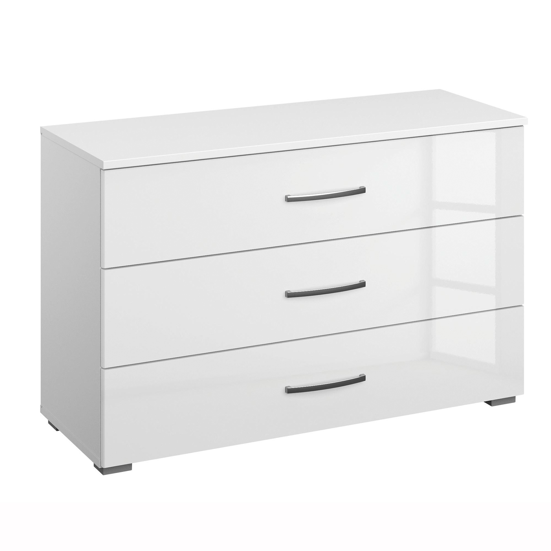 Kommode - weiß Hochglanz-Alpinweiß - 3 Schubkästen - 93 cm