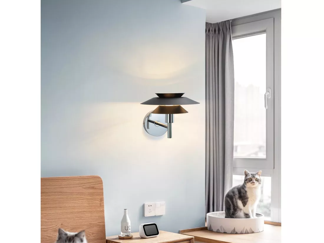 NETTLIFE Applique murale intérieure Noir - Lampe de chambre à coucher Design moderne G9 Sans ampoule (Max.25W)