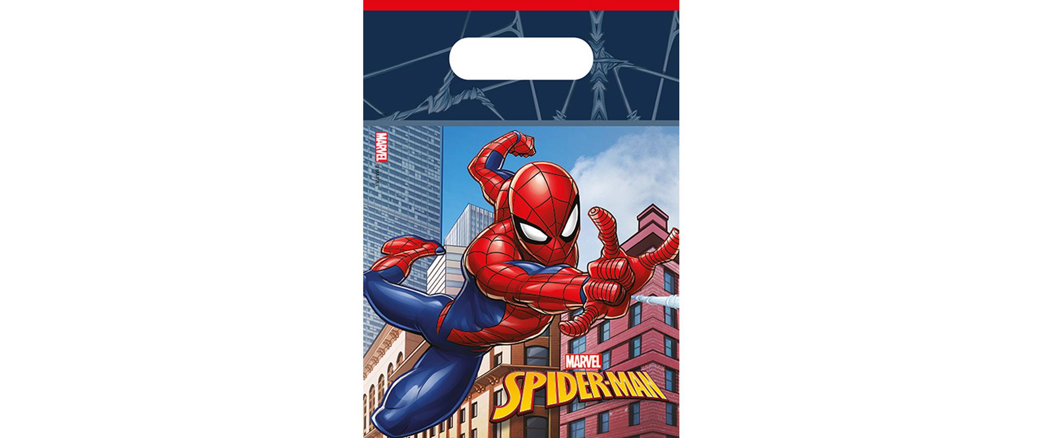 Geschenktasche Marvel Spiderman 6 Stück, 16 x 23.5 cmPlastiktüten für Mitgebsel nach der Party