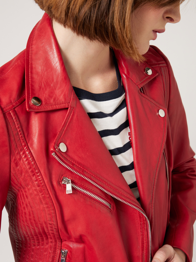 Veste en cuir détails zip