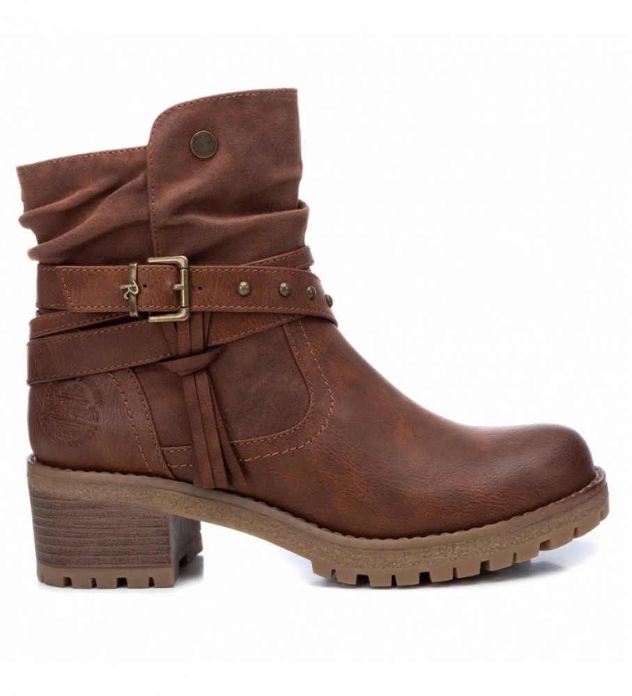 Botas de cano curto Refresh 072394 Camel - Altura do salto: 5 cm -