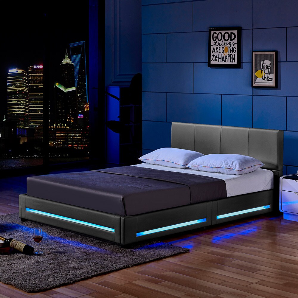 HOME DELUXE LED Bett ASTEROID 140 x 200 - versch. Ausführungen - Dunkelgrau