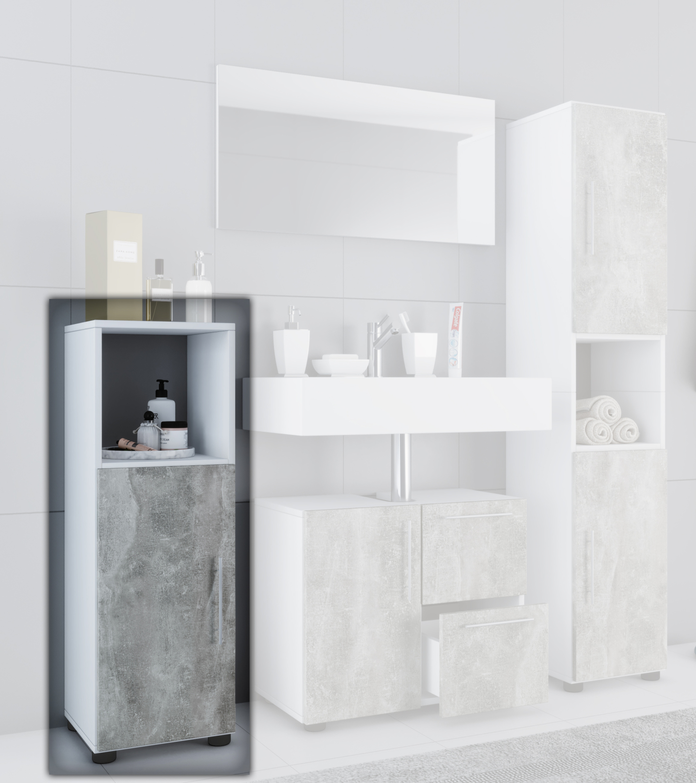 Midischrank FLANDU - Beton-Optik - 31 cm