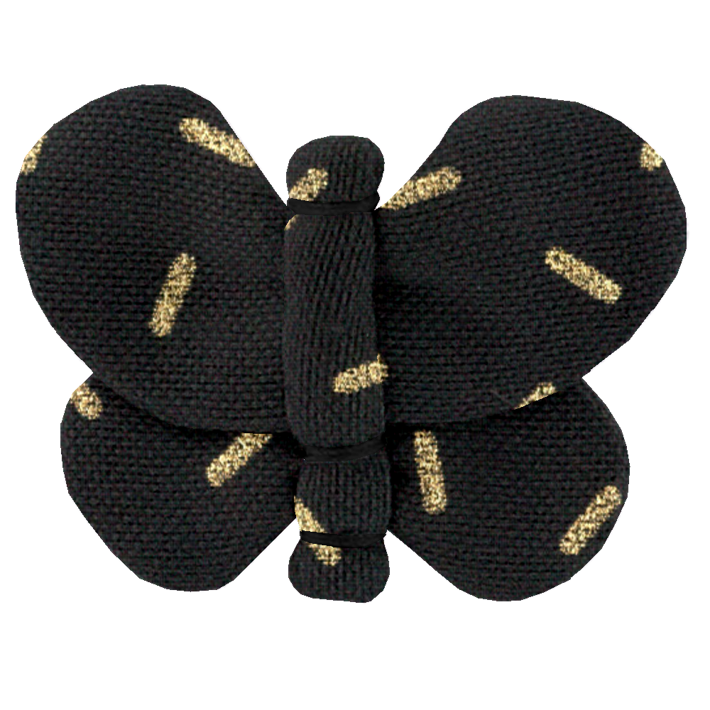 Barrette Petit Papillon Paille Dorée Noir