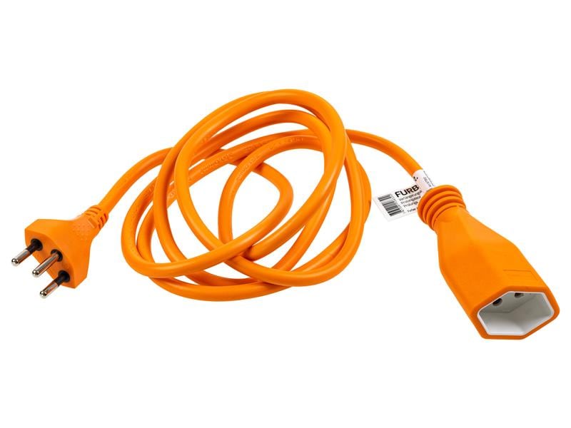 FURBER.power Verlängerungskabel T13-T12 1.8 m Orange Stromkabel H05VV-F 3G1.00
