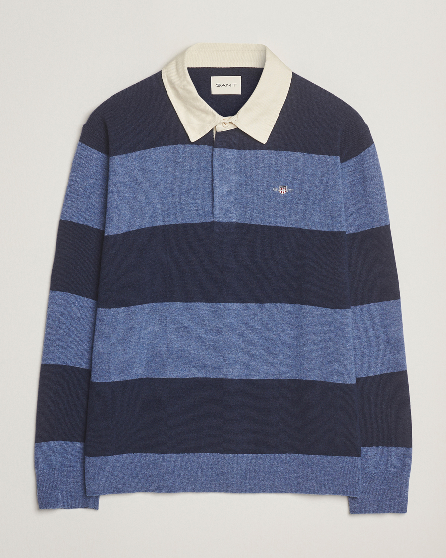 GANT Extra Fine Lambswool Striped Knitted Rugger Marine