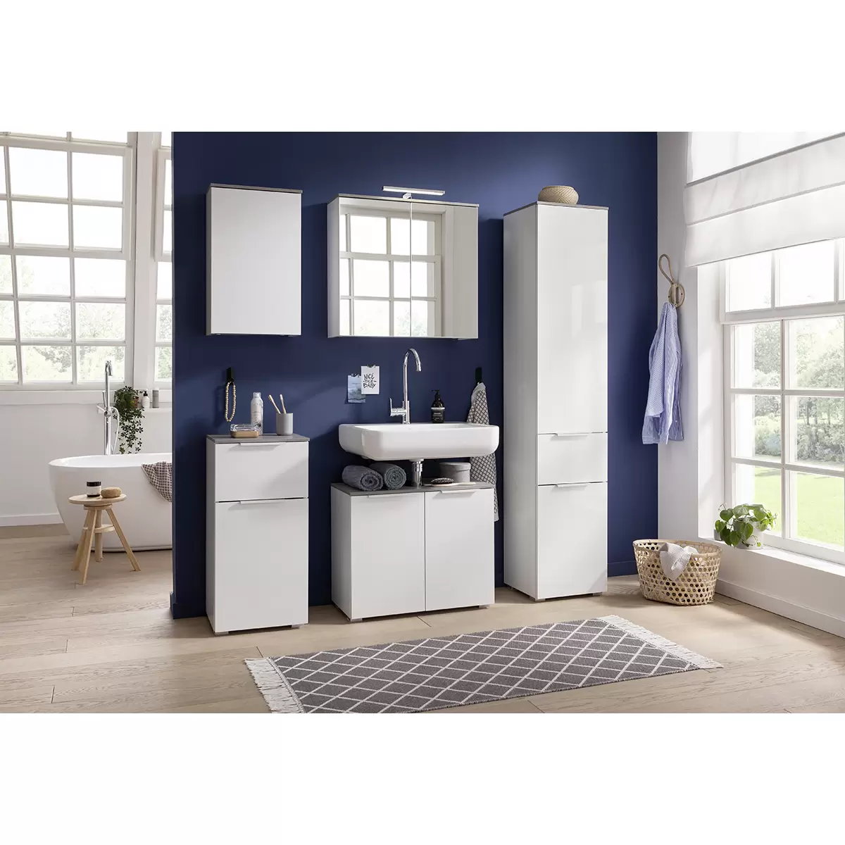 Hochschrank Galaverna Betonoptik,weiss