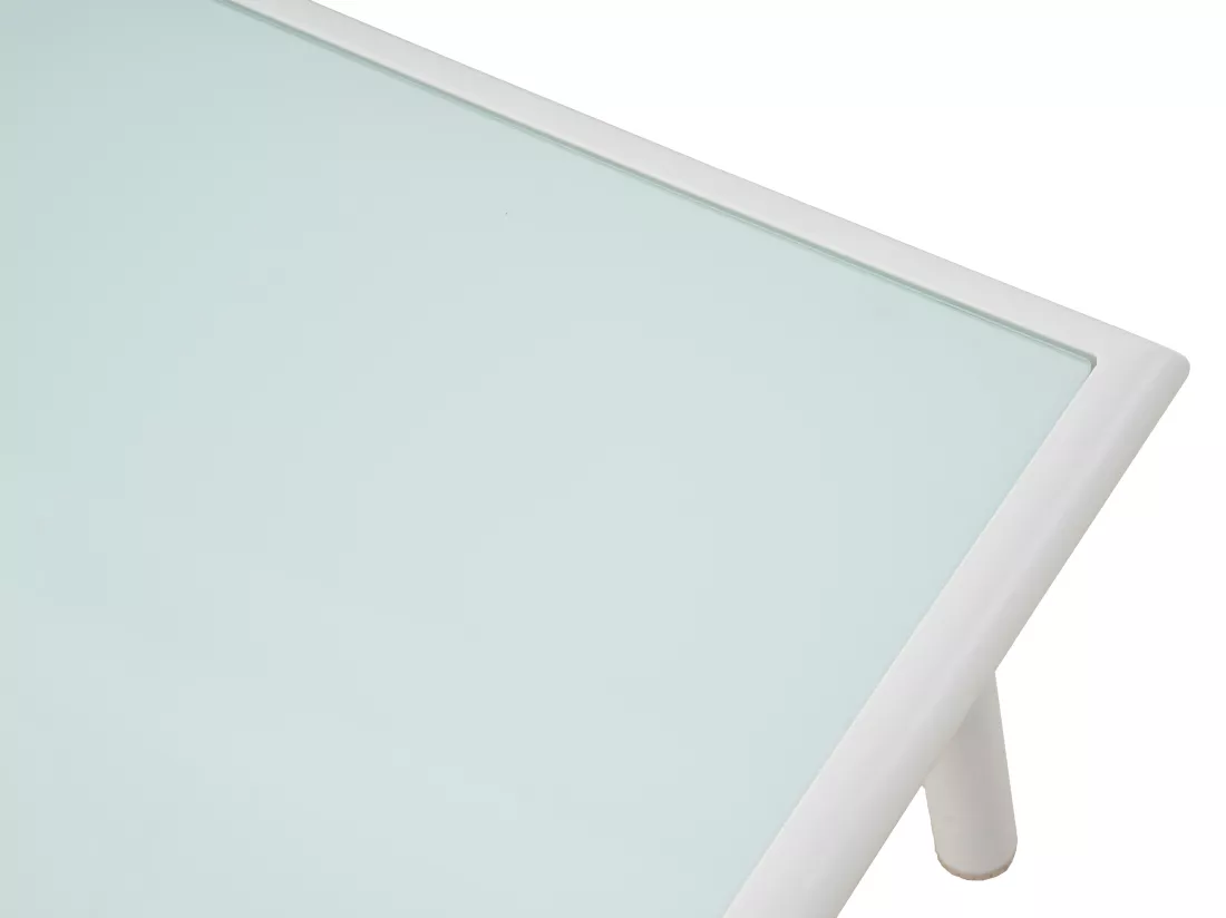 Salon de jardin en aluminium : un canapé 3 places, 2 fauteuils et une table basse - Blanc coussins beiges - LAKIT de MYLIA