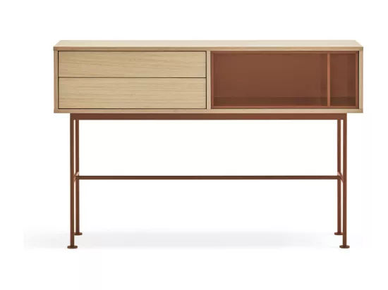 Yoko - Console 2 tiroirs en bois L120cm : Couleur - Rouge brique