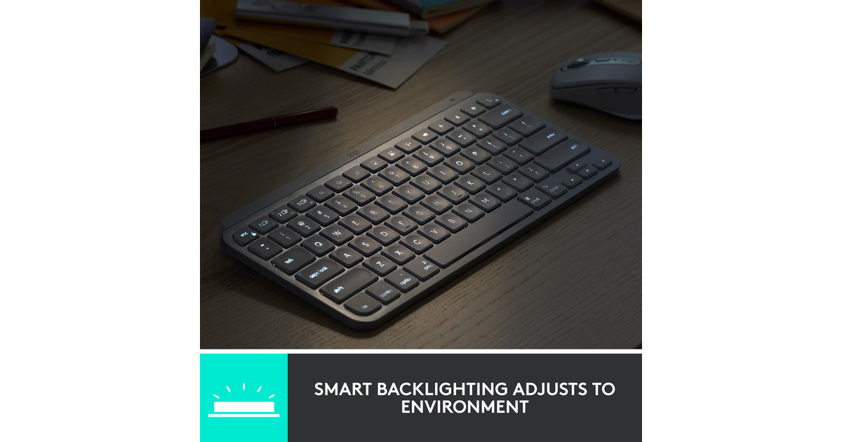 LogitechMX Keys Mini Minimalist Wireless Illuminated Keyboard, toetsenbord  (Lichtgrijs, US-International, Bluetooth)