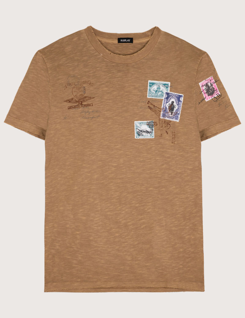 REPLAY T-SHIRT HOMME REGULAR BEIGE