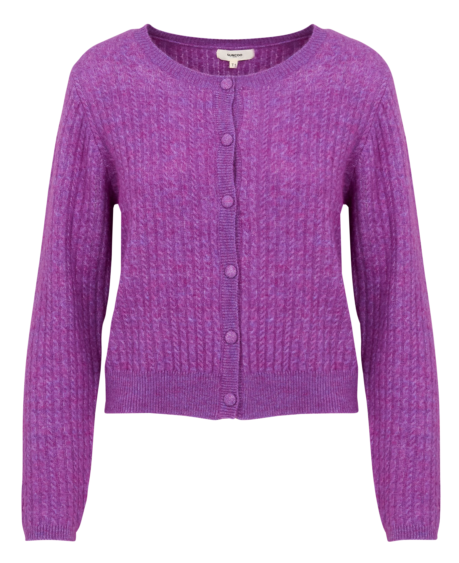 GEMINI - Gilet droit col rond en laine mélangée | Violet