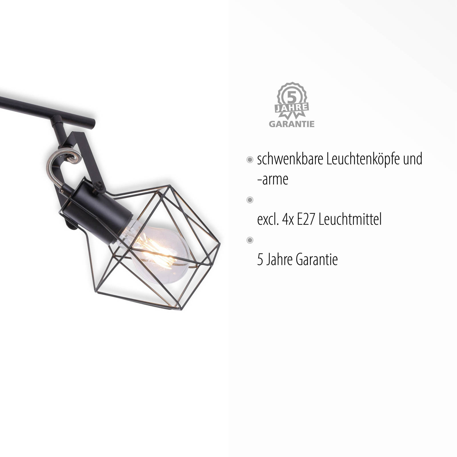 Deckenstrahler - schwarz-holzfarben - 110 cm