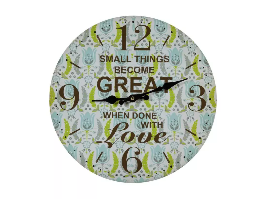Horloge murale en bois bleu d34x2h
