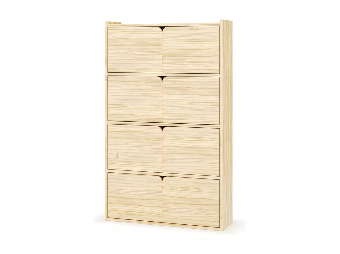 Bibliothèque étagère 8 portes bois massif bois SIDNEY