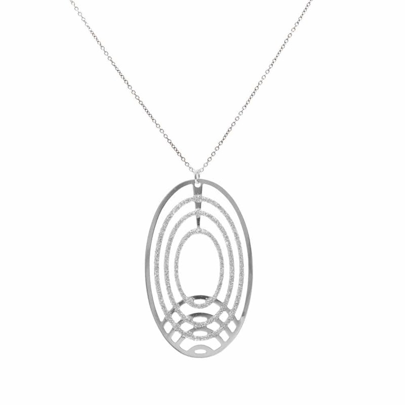 Collier Argent Ovale Horizon Rhodié