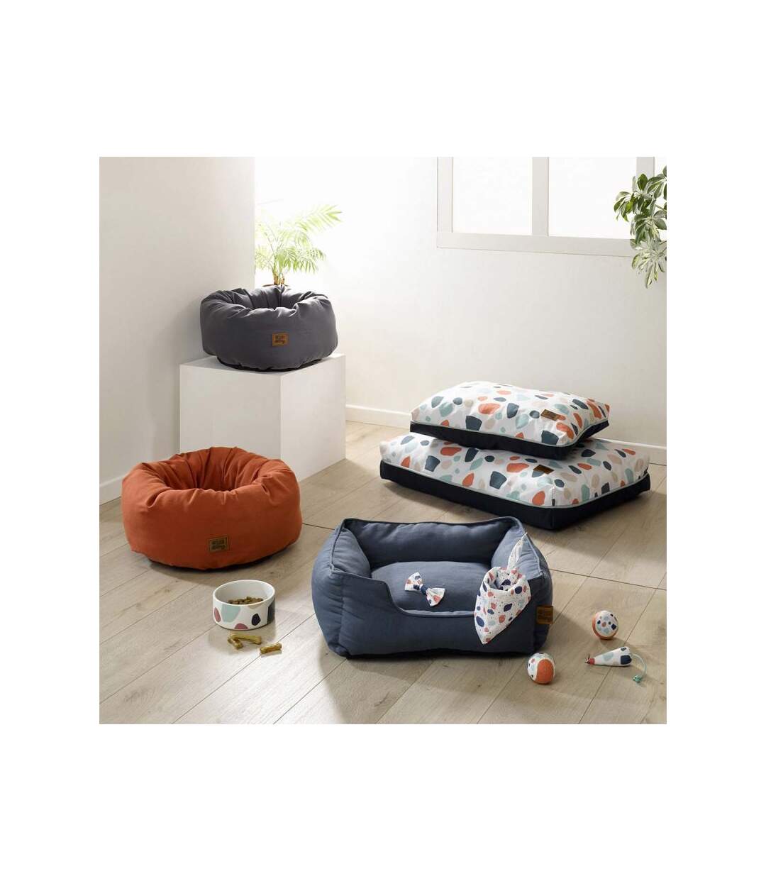 Paris Prix - Panier Rond Pour Chien & Chat terrazzo 55cm Anthracite