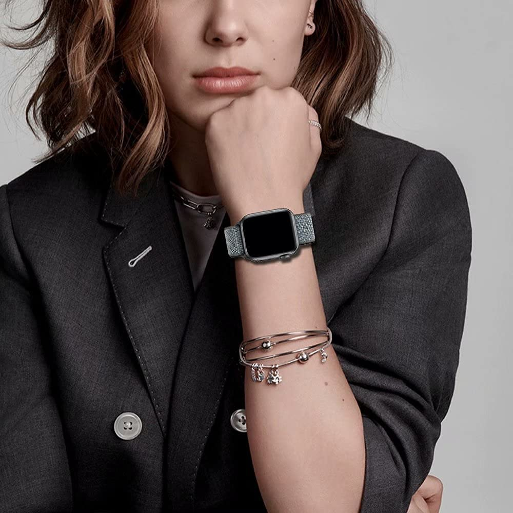 Apple Watch (49/46/45/44 mm) Nylon Ersatz Armband mit Klettverschluss (Gelenkumfang: 185-239mm) - Grau / Blau