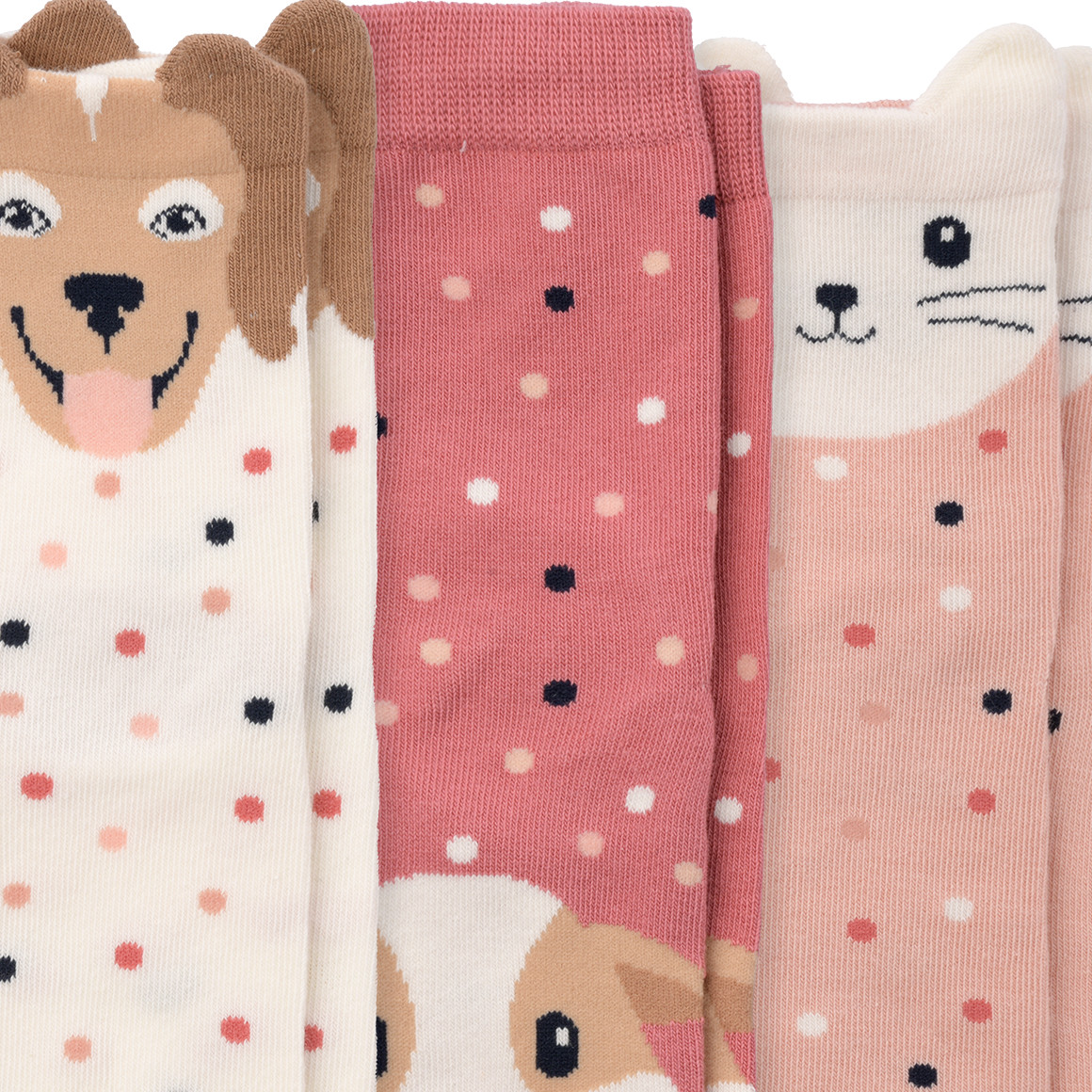 Topolino 3 Paar Mädchen Socken mit Tieren rosa / dunkelrosa / weiss
