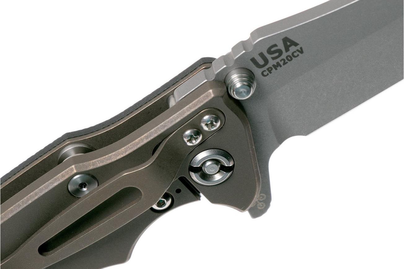 Rick Hinderer Eklipse 3.5” Tanto, CPM 20CV Battle Bronze, Black G10 zakmes