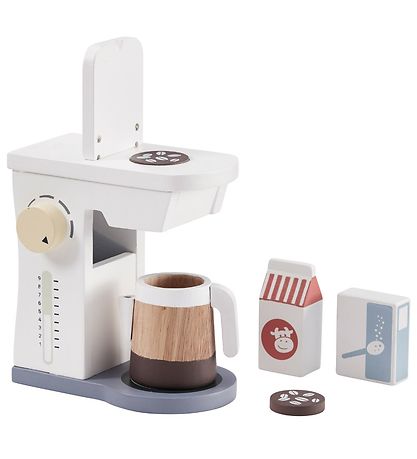 Kids Concept Kaffeemaschine m. Zubehör - Holz - Weiß