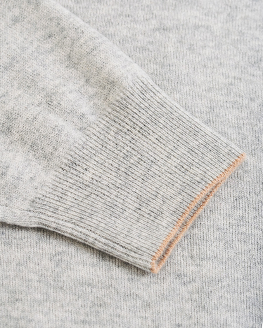 Brunello Cucinelli 2 Ply Cashmere Half Zip Light Grey