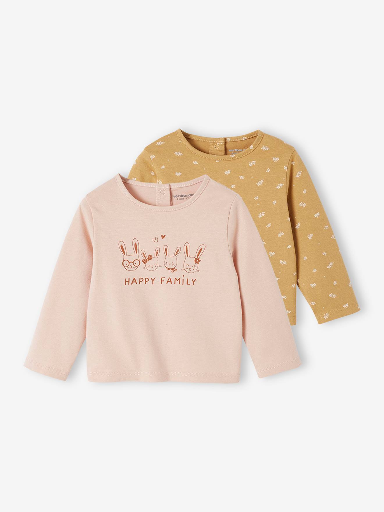 Pacote com 2 camisetas de manga comprida para bebê