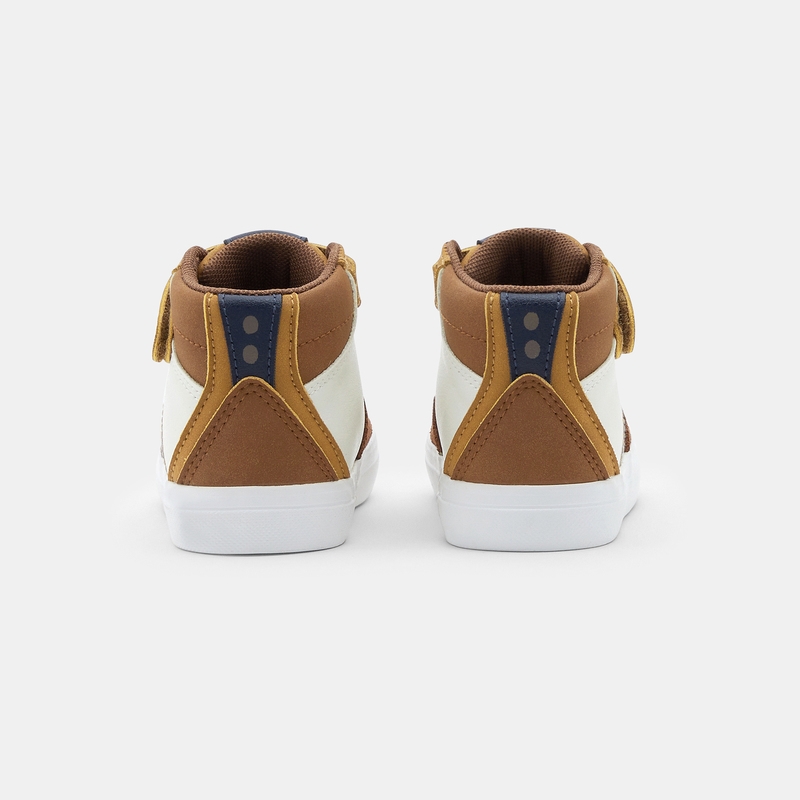 Basket montante lacets élastiques et scratch beige bébé garçon
