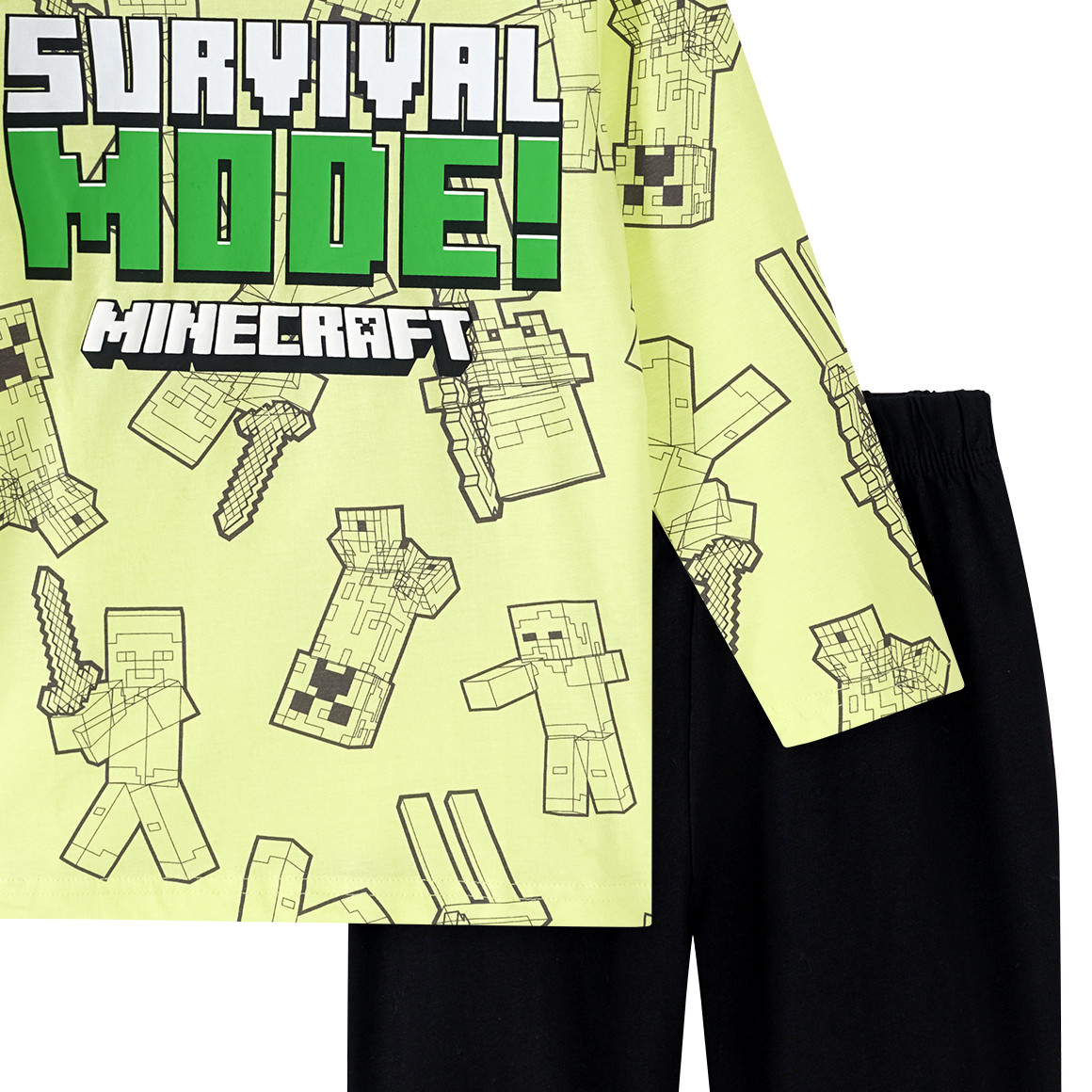Topolino Minecraft Schlafanzug mit Prints gelbgrün / schwarz