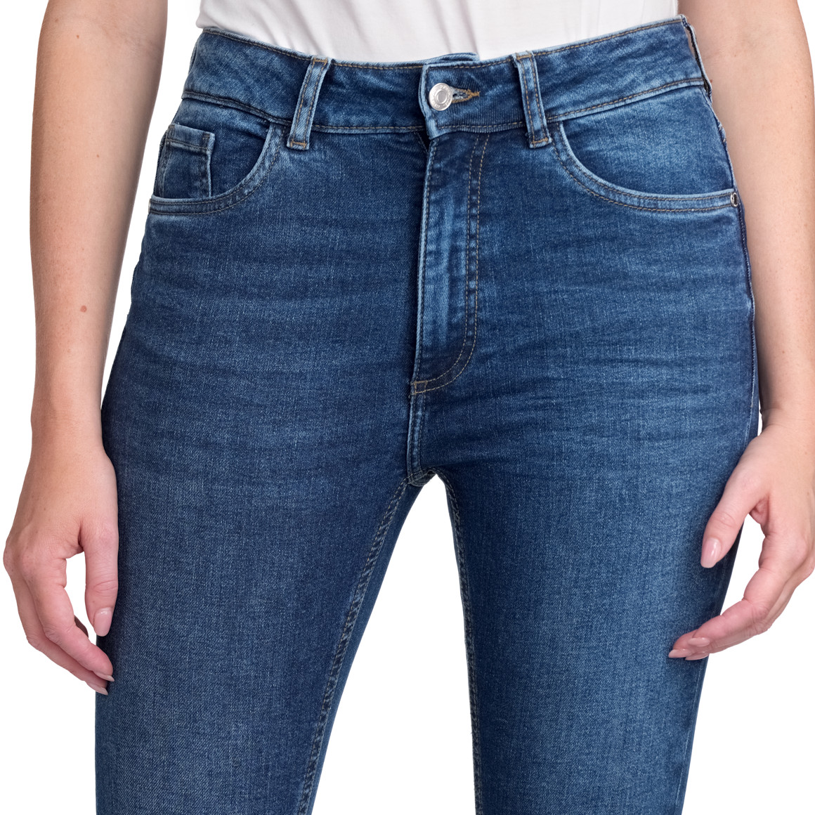 Jonas Nielsen Damen Skinny Jeans mit Used-Waschung blau
