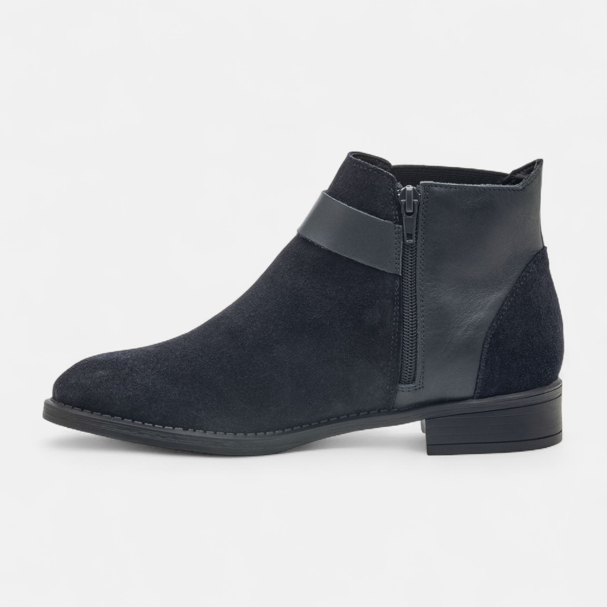 Bottines Femme en cuir bleu marine