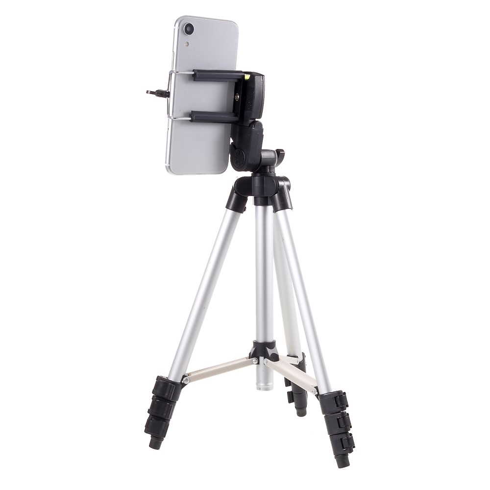 (102cm) Aluminium Tripod Dreibein Stativ Halterung für Handys / Smartphones (Breite 53-87mm) - Schwarz / Silber