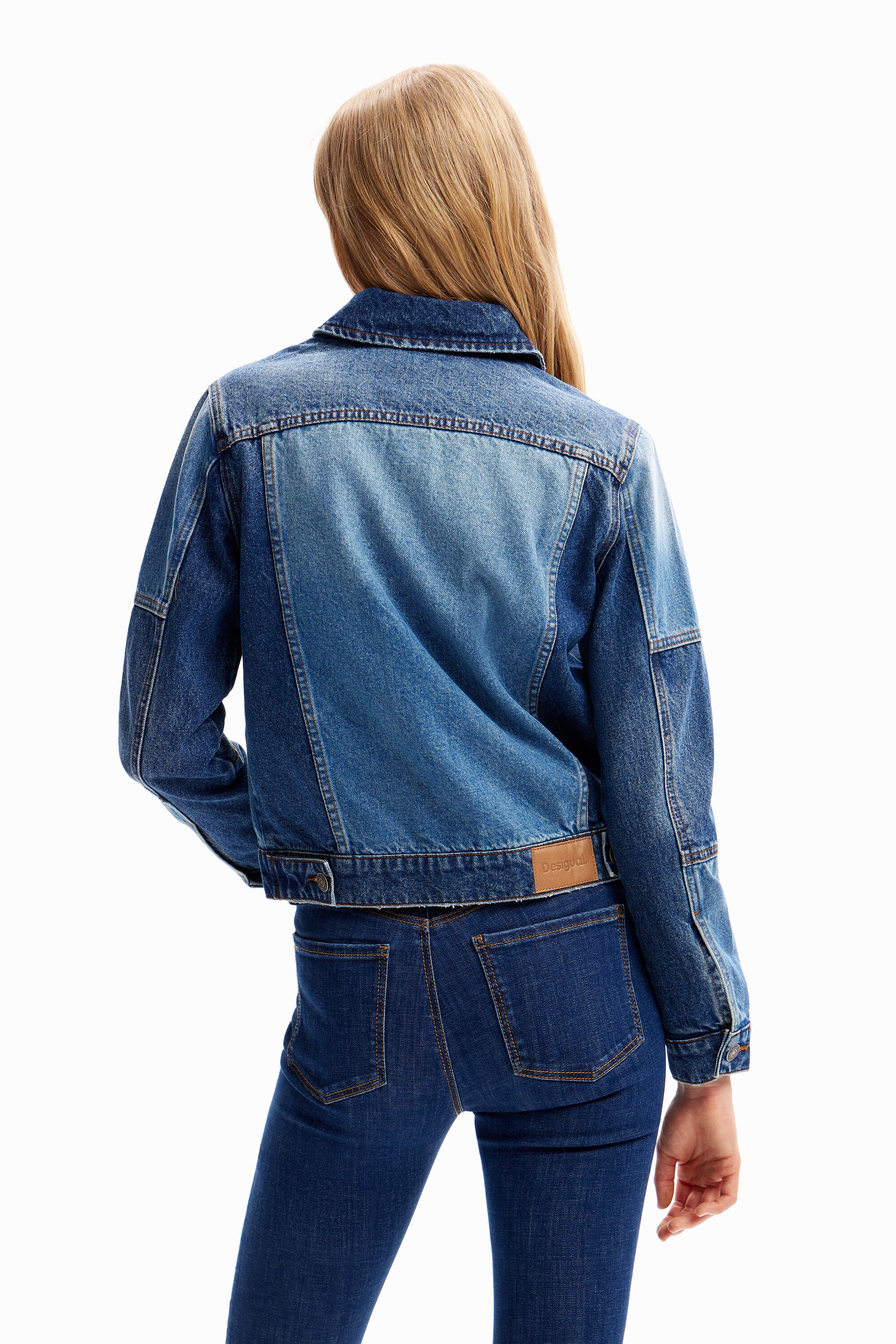 Veste trucker jean patchwork