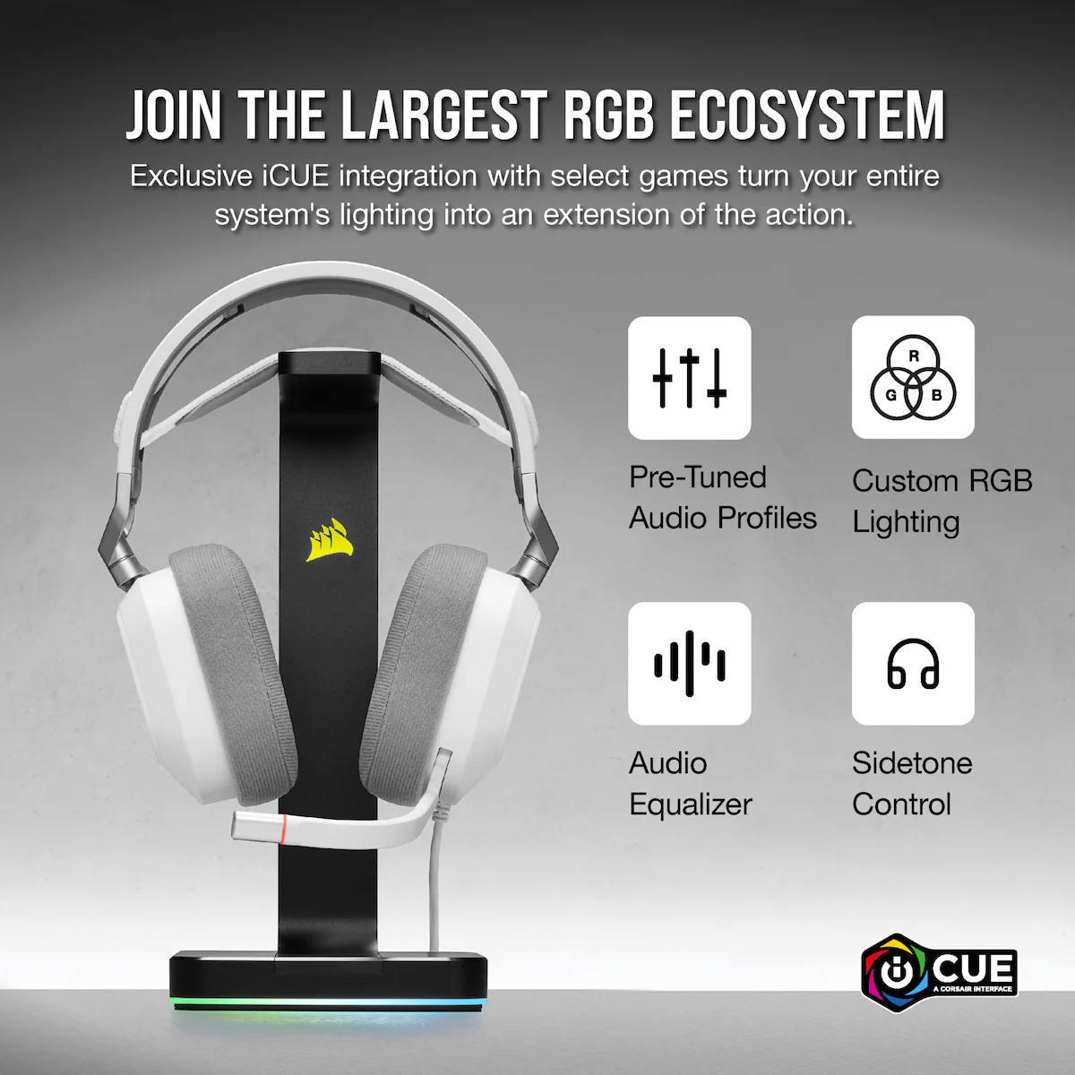 Corsair HS80 RGB USB gaming headset (hvit)