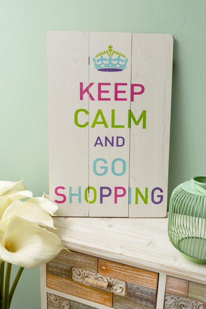 Holzschild - Go Shopping - 40x60 cm