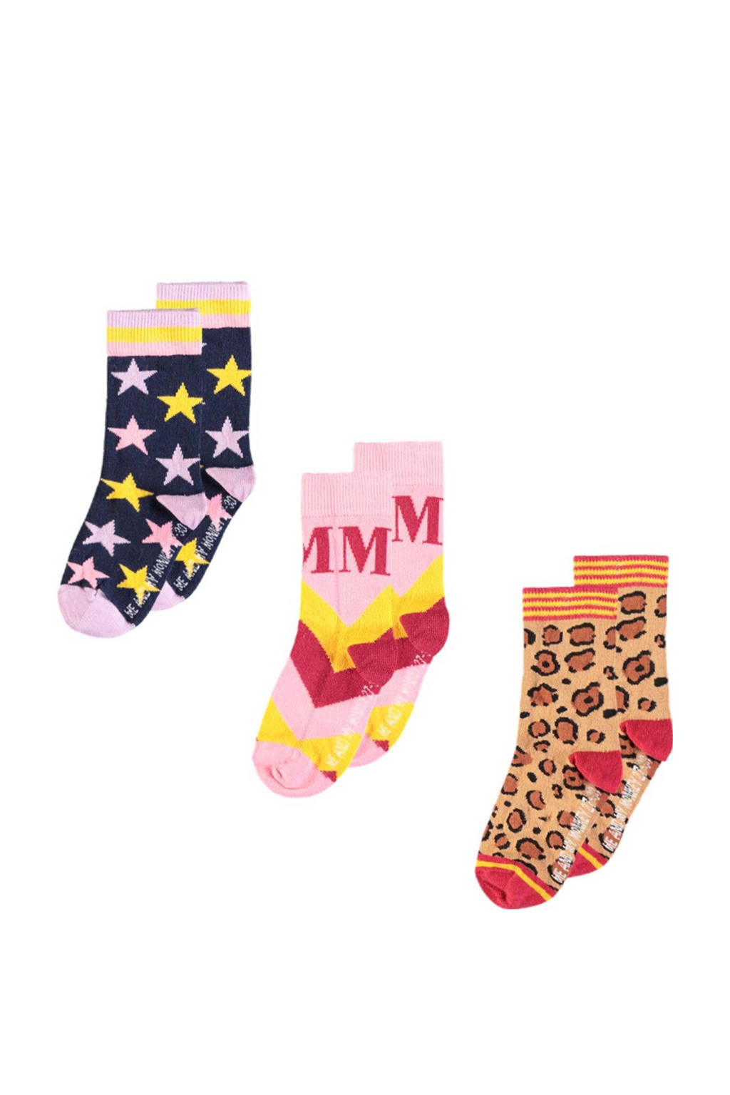 Me & My Monkey sokken met all-over print - set van 3 multi