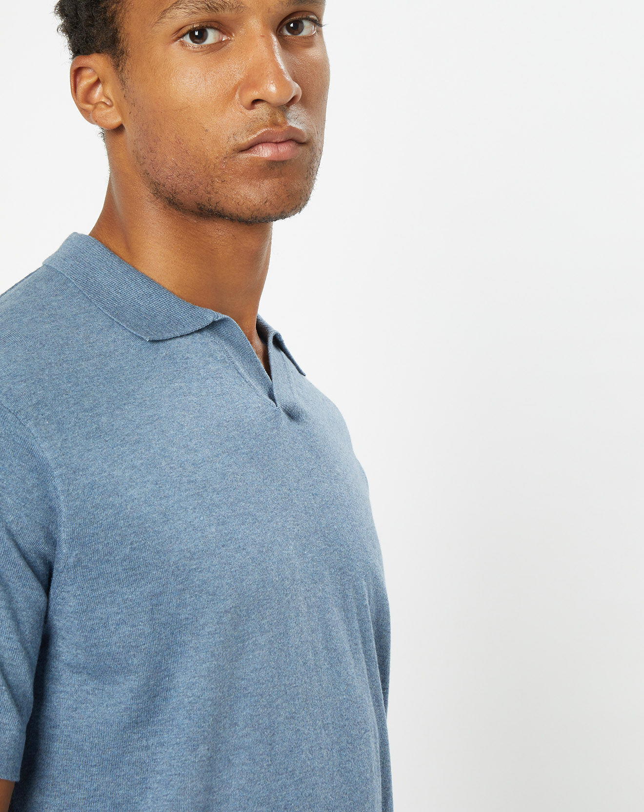 Hackett London Polo en Coton & Soie Tricot bleu