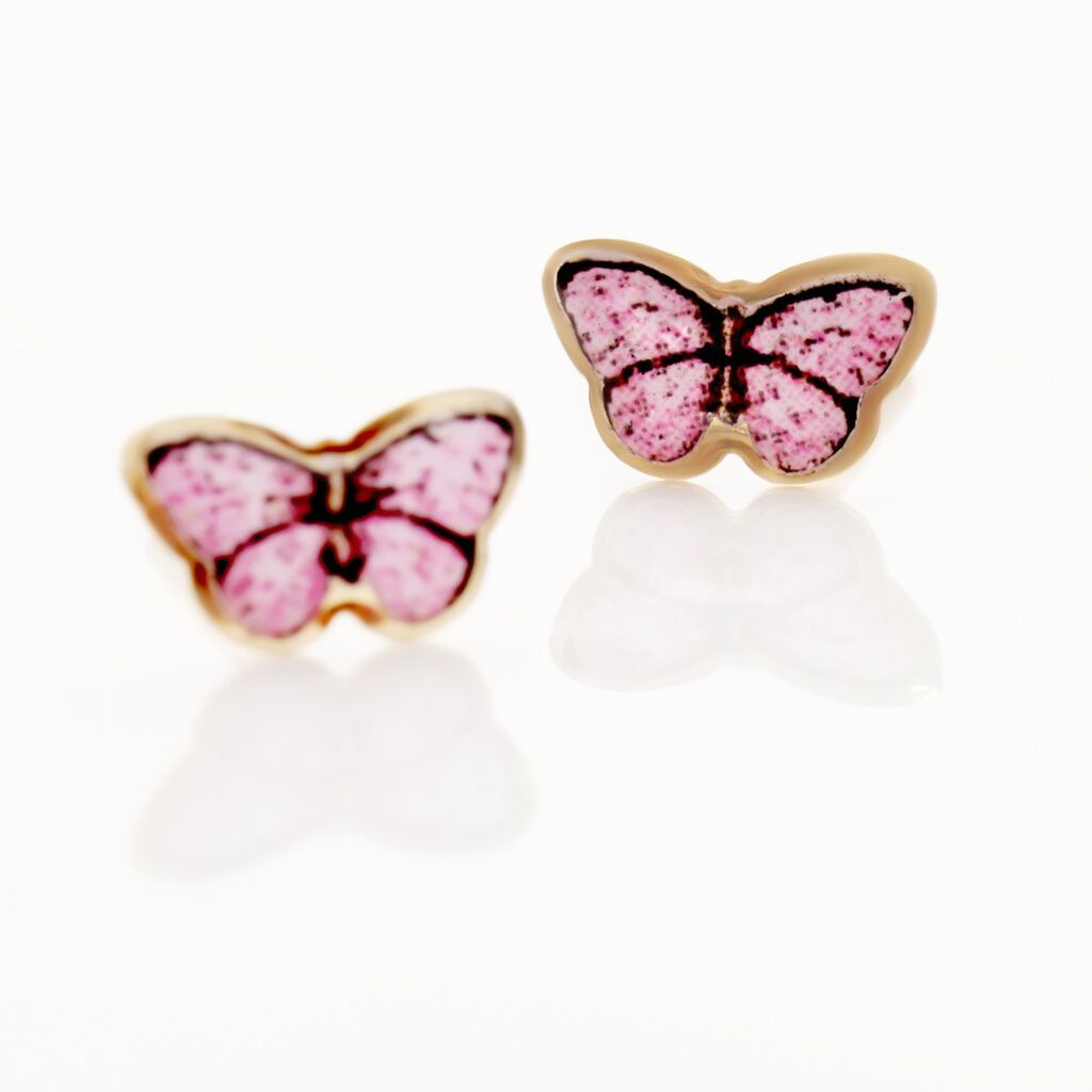 Boucles D'oreilles Puces Sulivia Papillon Or Jaune
