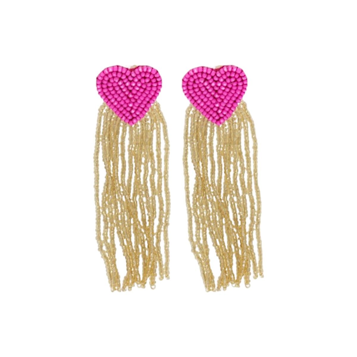 Boucles d'oreilles en perles cœur rose et or Pondie Chérie